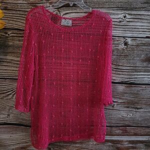 "Mix of white & natural" Woman's hot pink coverup, size: small Pre-owned
